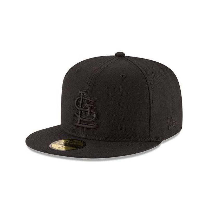 MLB St. Louis Cardinals Black On Black 59Fifty Fitted (AKS3109) - Black New Era Caps